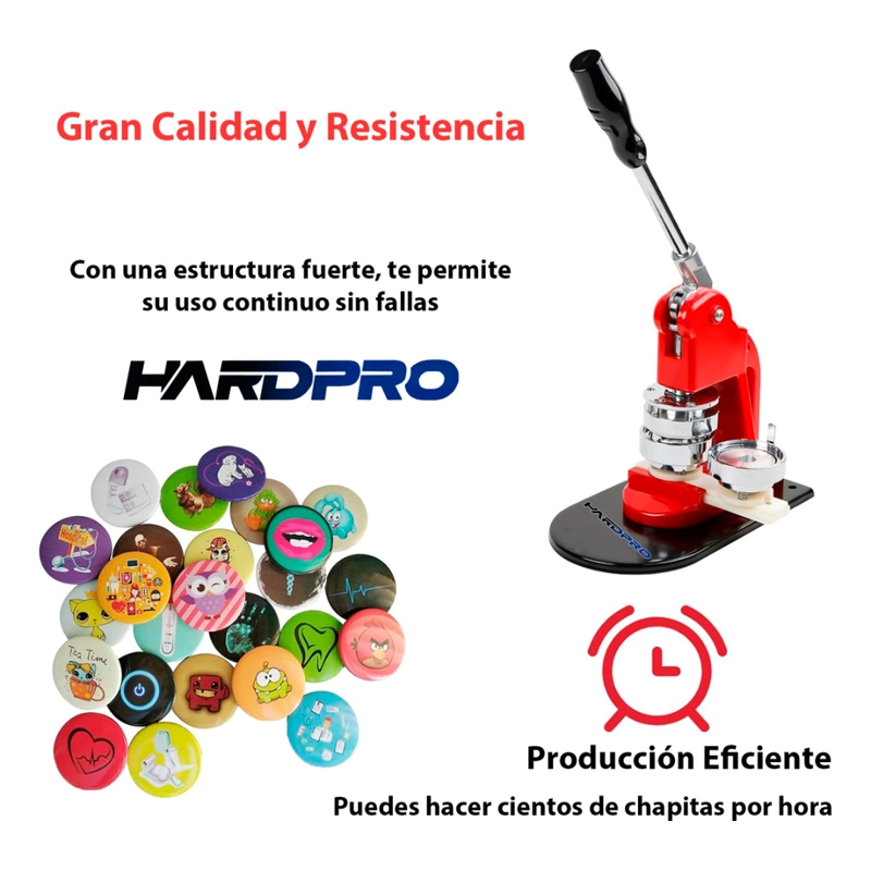 MAQUINA PRENSA DE CHAPITAS CON MATRIZ 58MM CON 100 CHAPITAS - 3