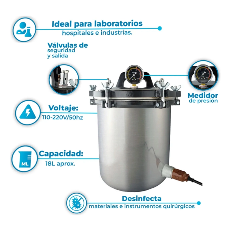 ESTERILIZADOR AUTOCLAVE VERTICAL ACERO INOX GRADO MEDICO - 2