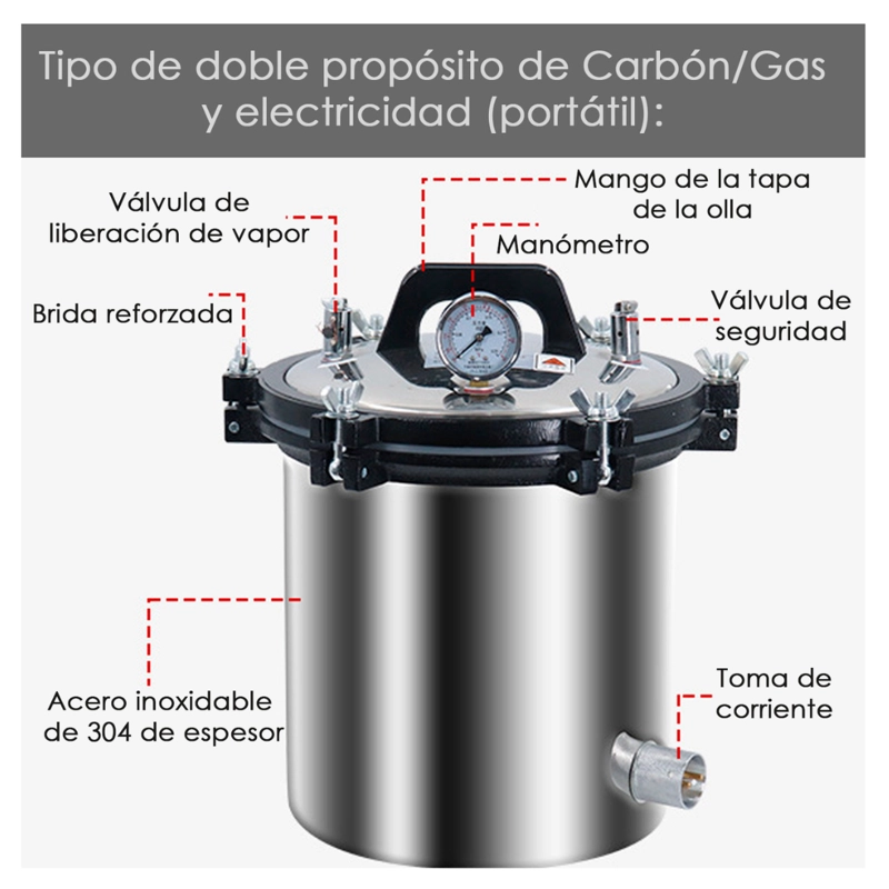 ESTERILIZADOR AUTOCLAVE VERTICAL ACERO INOX GRADO MEDICO - 4