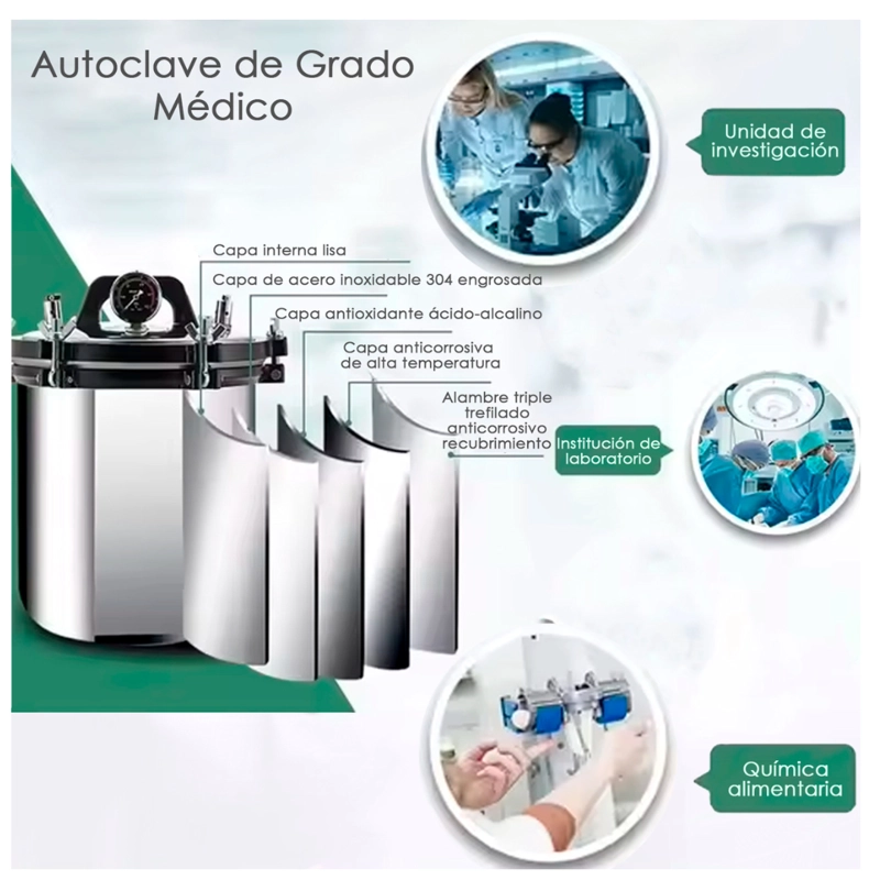 ESTERILIZADOR AUTOCLAVE VERTICAL ACERO INOX GRADO MEDICO - 10