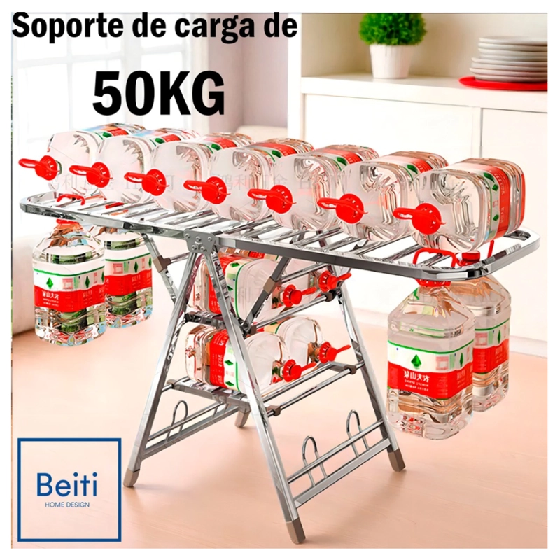 TENDEDERO DE 180CM 50KG PLEGABLE CON RUEDA Y PORTA GANCHOS - 4