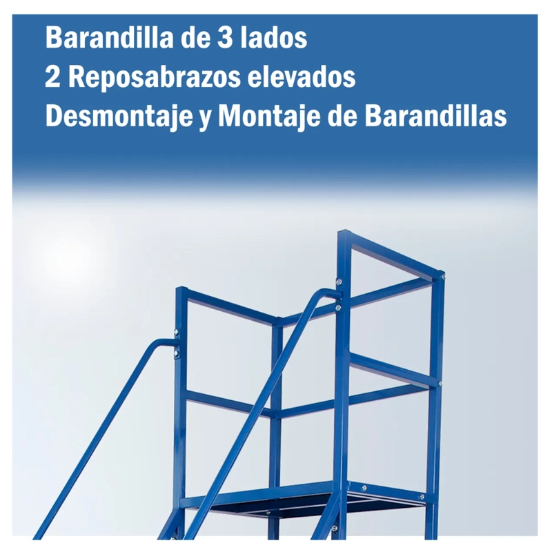 ESCALERA INDUSTRIAL TIPO AVION 10 PELDAÑOS 2,5M + PLATAFORMA AZUL - 4