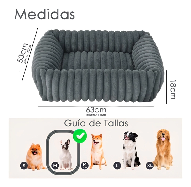 CAMA PERRO LAVABLE ANTIDESLIZANTE Y TELA POLAR TALLA M - 2