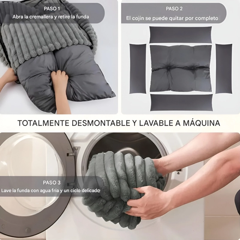 CAMA PARA PERRO LAVABLE ANTIDESLIZANTE Y TELA POLA 106X76CM - 5