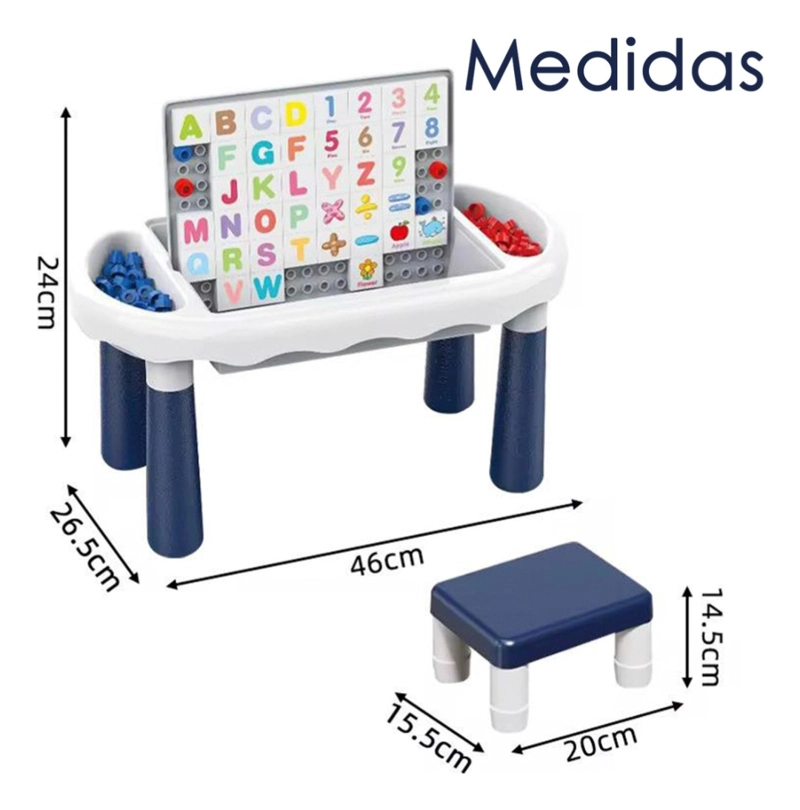MESA Y SILLA DIDACTICA APRENDIZAJE 6 EN 1 BLOQUES Y DIBUJO - 2