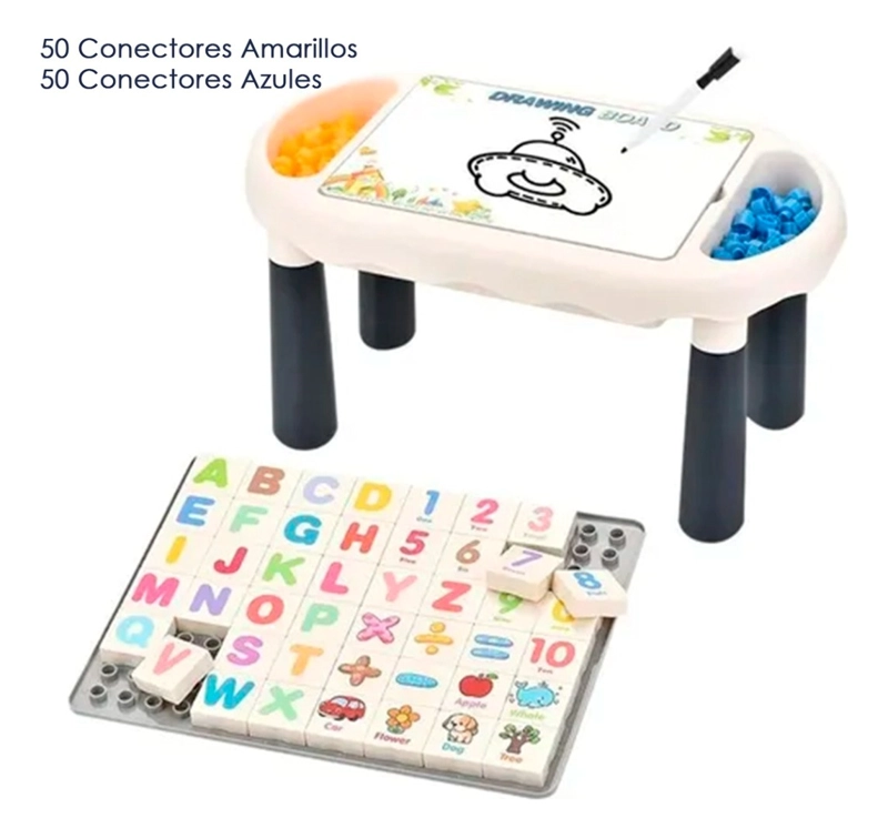 MESA Y SILLA DIDACTICA APRENDIZAJE 6 EN 1 BLOQUES Y DIBUJO - 4