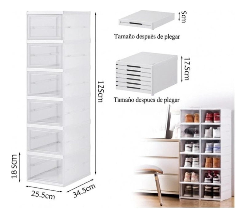 MUEBLE ZAPATERO PLEGABLE ORGANIZADOR 6 NIVELES ZAPATO - 2