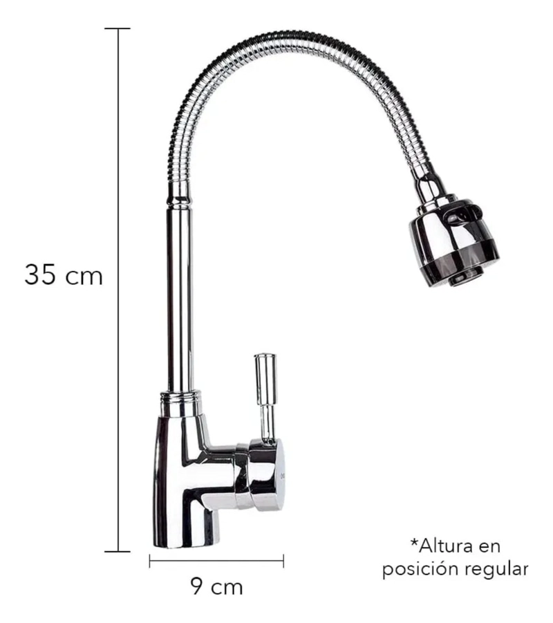 LLAVE COCINA MONOMANDO LAVAPLATOS FLEXIBLE BRILLANTE - 4