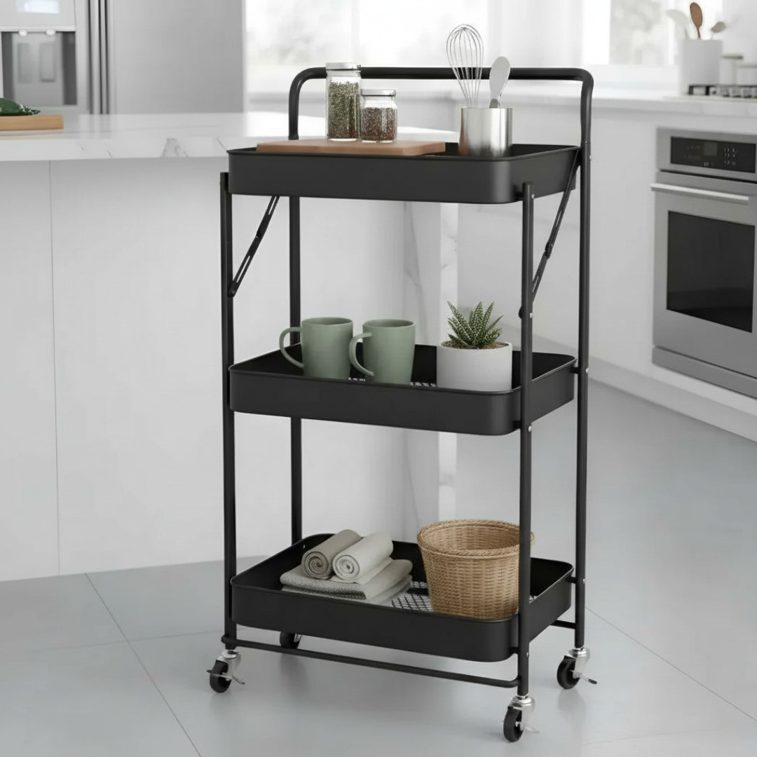 CARRO PLEGABLE CARRITO ORGANIZADOR ESTANTE CON RUEDA MULTI - 1