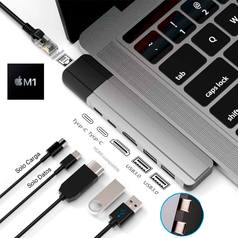 ADAPTADOR BYTECA 6 EN 1 TIPO-C MACBOOK PRO/AIR M1 M2 - 2