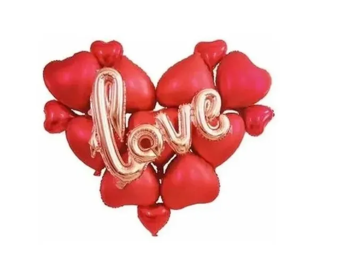 SET GLOBO LOVE DECORACIÓN 15 PIEZAS CORAZÓNES - 1