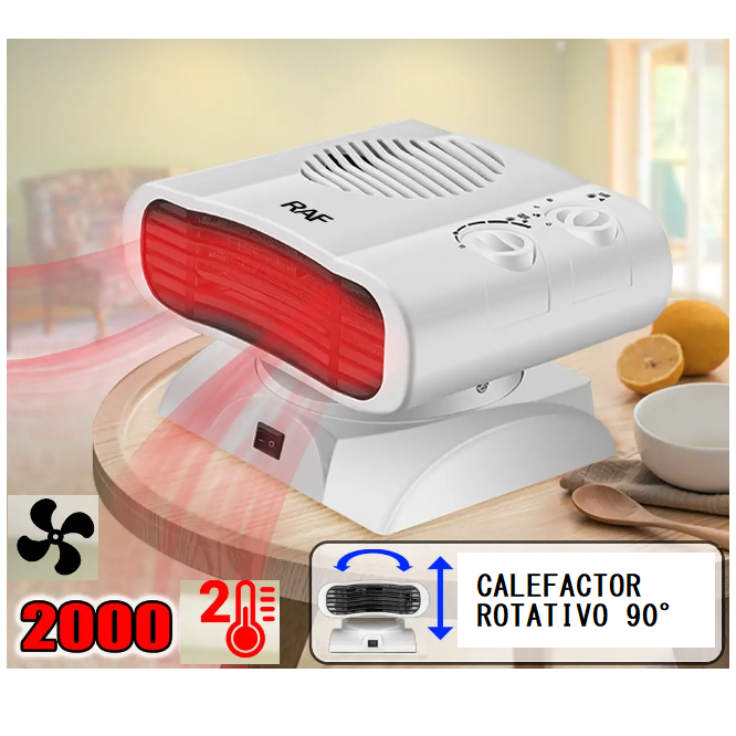 GENÉRICO CALEFACTOR ROTATIVO 90° RAF CALENTADOR 2000W