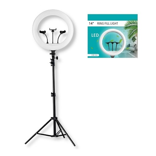 ARO DE LUZ DE 14 PULGADAS CON 3 SOPORTES PARA CELULARES Y TRÍPODE - 3