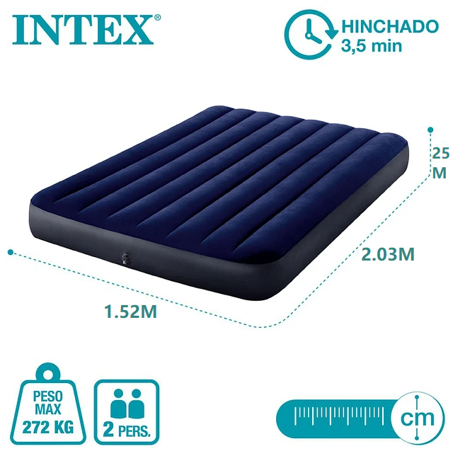 COLCHÓN INFLABLE INTEX 153 CM PARA DOS PERSONAS LIGERO Y DURADERO - 4