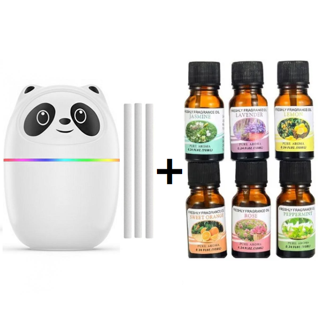 GENÉRICO HUMIDIFICADOR AROMÁTICO 220 ML DE PANDA CON 6 ESENCIAS BLANCO