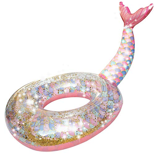 FLOTADOR DE SIRENA INFLABLE CON PURPURINA DE 90CM - 2