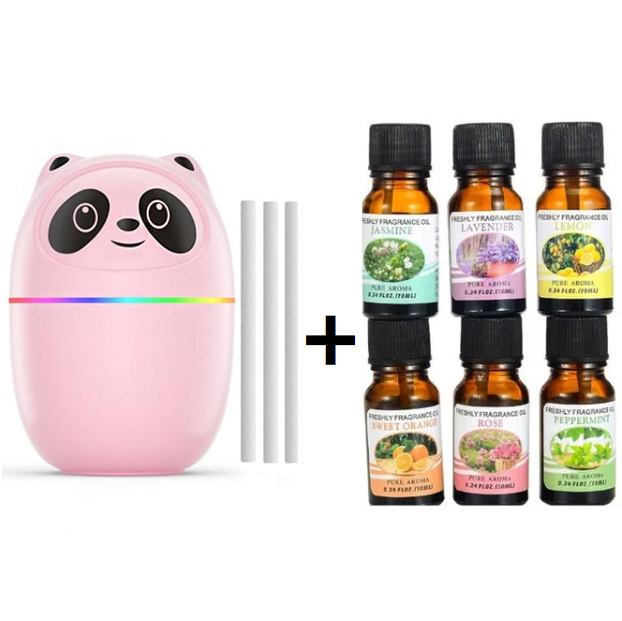 GENÉRICO HUMIDIFICADOR AROMÁTICO 220 ML DE PANDA CON 6 ESENCIAS ROSADO