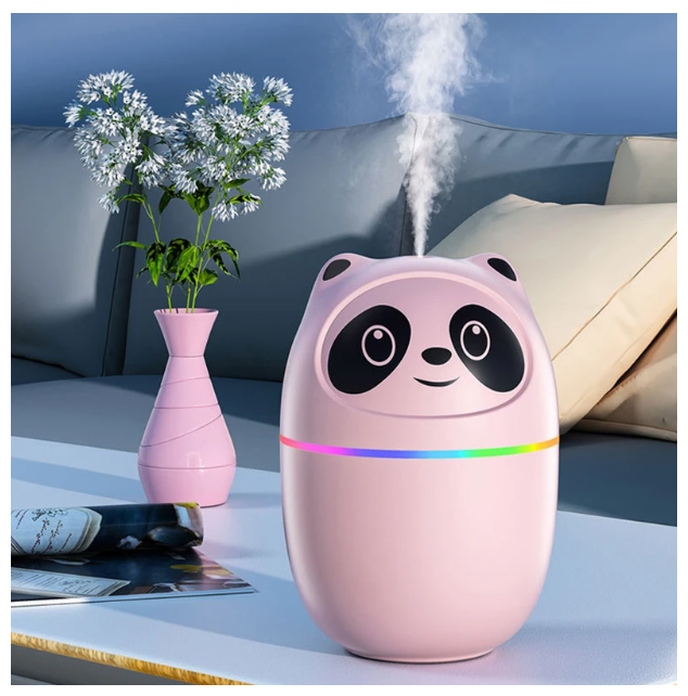 HUMIDIFICADOR AROMÁTICO 220 ML DE PANDA CON 6 ESENCIAS ROSADO - 2