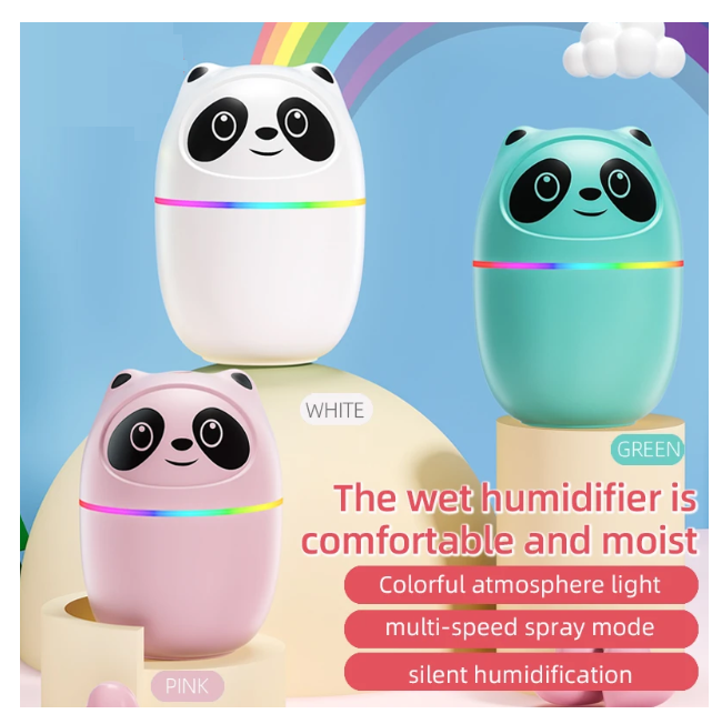 HUMIDIFICADOR AROMÁTICO 220 ML DE PANDA CON 6 ESENCIAS ROSADO - 4