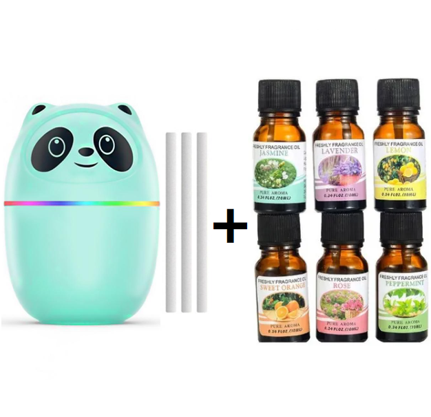 GENÉRICO HUMIDIFICADOR AROMÁTICO 220 ML DE PANDA CON 6 ESENCIAS VERDE