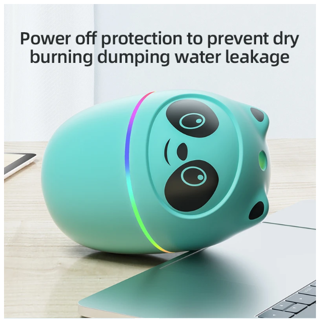HUMIDIFICADOR AROMÁTICO 220 ML DE PANDA CON 6 ESENCIAS VERDE - 5