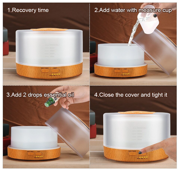 HUMIDIFICADOR 700ML CON LUCES LED DE COLORES VAPORIZADOR CON CONTROL REMOTO - 2