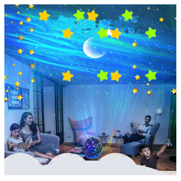 MINI PROYECTOR DE LUZ DE CIELO ESTRELLADO Y LUNA ESFERA GIRATORIA USB - 4