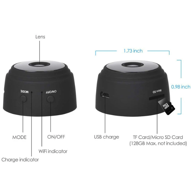 MINI CÁMARA DE SEGURIDAD A9 CON WIFI 1080P VISIÓN NOCTURNA INALÁMBRICA HOGAR - 4