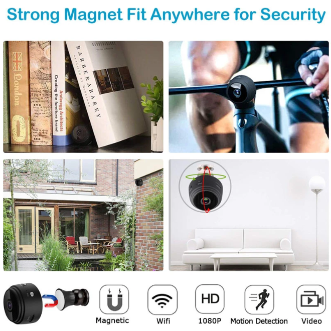 MINI CÁMARA DE SEGURIDAD A9 CON WIFI 1080P VISIÓN NOCTURNA INALÁMBRICA HOGAR - 5