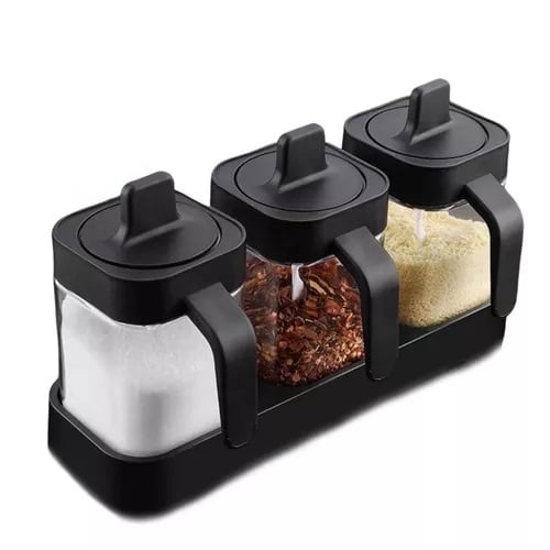 SET DE 3 ESPECIEROS FRASCOS PARA CONDIMENTOS CON SU BASE Y CUCHARA - 4
