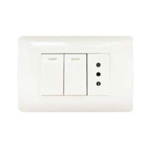 MODULO DE INTERRUPTOR BLANCO DOBLE Y TOMA DE CORRIENTE 912 - 1