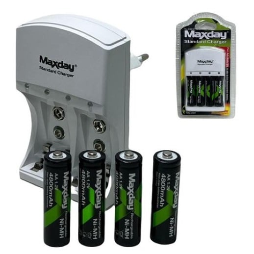 KIT CARGADOR DE PILAS + 4 PILAS DOBLE A DE 4800 MAH - 1