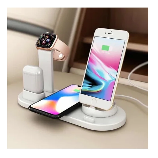 GENÉRICO BASE SOPORTE DE CARGA MULTIFUNCIÓN TELÉFONO RELOJ AUDÍFONOS EN COLOR BLANCO