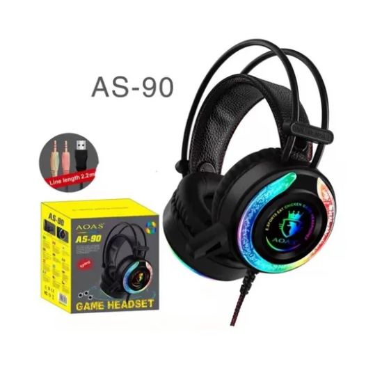AUDÍFONOS GAMER HEADSET PC LUCES RGB AS-90 - 2