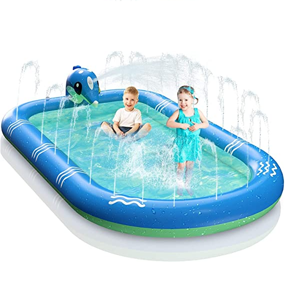 PISCINA INFLABLE NIÑOS 3 EN 1 CON DELFINES QUE SALPICAN AGUA - 1