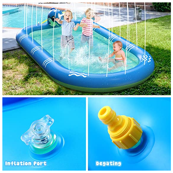 PISCINA INFLABLE NIÑOS 3 EN 1 CON DELFINES QUE SALPICAN AGUA - 4