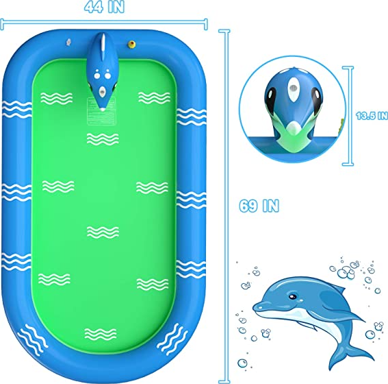 PISCINA INFLABLE NIÑOS 3 EN 1 CON DELFINES QUE SALPICAN AGUA - 5