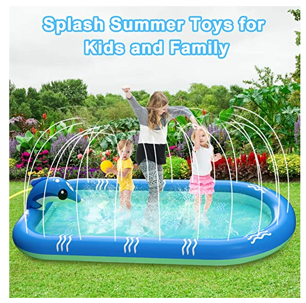 PISCINA INFLABLE NIÑOS 3 EN 1 CON DELFINES QUE SALPICAN AGUA - 6
