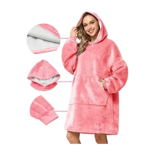 POLERÓN DE FELPA EXTRA GRANDE DA SUAVIDAD Y CALOR PARA EL FRIO ROSA - 4