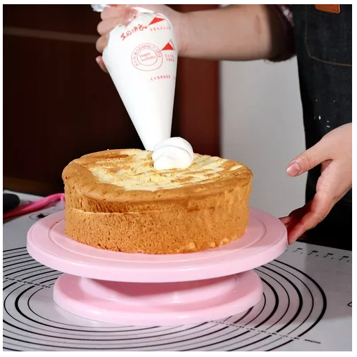 BASE PARA DECORAR TORTAS PLATO GIRATORIO ROSADO - 4