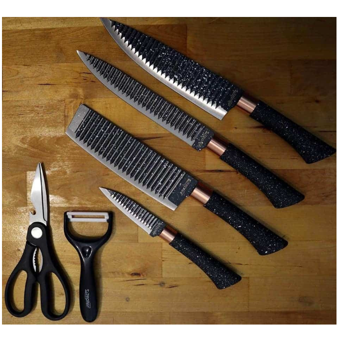 SET DE CUCHILLOS ZEPTER INCLUYE TIJERA Y PELAPAPAS X 6 UND - 2