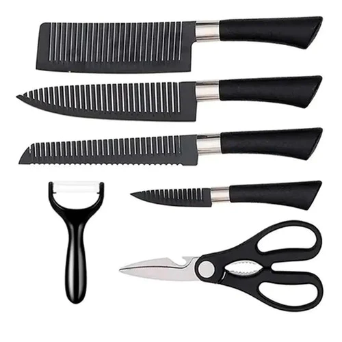 SET DE CUCHILLOS ZEPTER INCLUYE TIJERA Y PELAPAPAS X 6 UND - 7