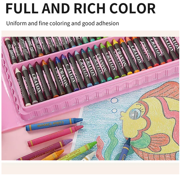 KIT DE ARTE PARA NIÑOS JUEGO DE 150 PZ CON ESTUCHE PORTÁTIL ROSADO - 4