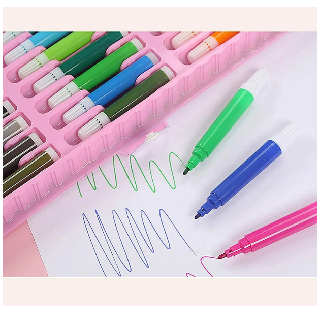 KIT DE ARTE PARA NIÑOS JUEGO DE 150 PZ CON ESTUCHE PORTÁTIL ROSADO - 5