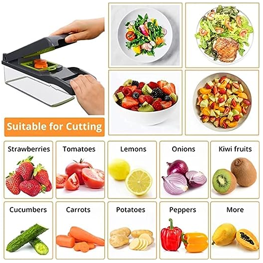 PICADOR VERDURAS CON CONTENEDOR 12 EN 1 REBANADOR RALLADOR CORTADOR - 3
