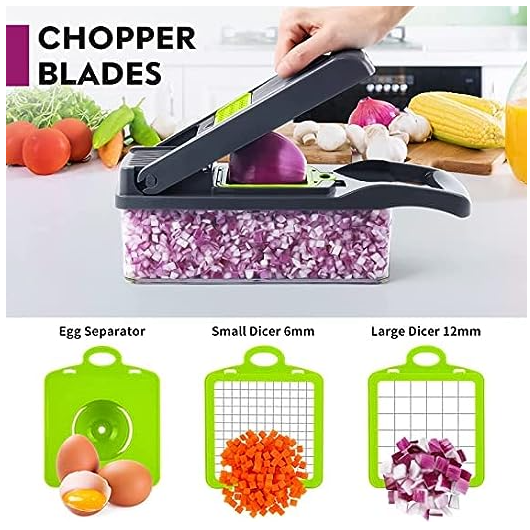 PICADOR VERDURAS CON CONTENEDOR 12 EN 1 REBANADOR RALLADOR CORTADOR - 4