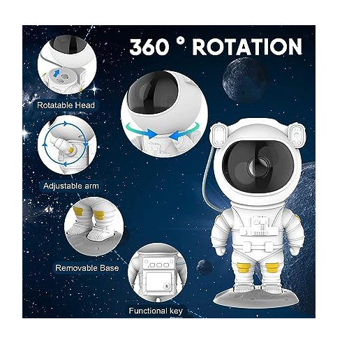 PROYECTOR ASTRONAUTA LUZ GALAXIA CON CONTROL - 3