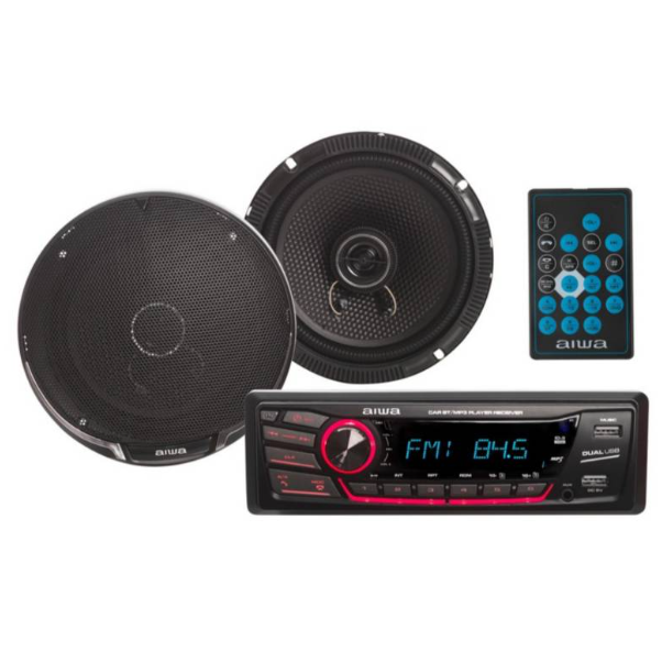 RADIO + PARLANTE AUTO AIWA CAW-2016BT 2 VÍAS CON CONTROL - 1