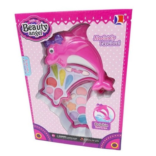 KIT DE MAQUILLAJE SOMBRAS LABIALES PARA NIÑAS FORMA DELFÍN - 1
