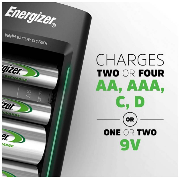 CARGADOR UNIVERSAL PILAS ENERGIZER AA-AAA-C-D-BATERIA 9V - 4